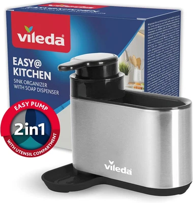 Sink Organizer Con Dispenser Di Sapone in Acciaio Inox - Porta Spugne Da Cucina  - Immagine 1 di 4