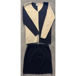 Vintage APART Womens Knit Skirt Set Black White Long Sleeve Size M - Picture 1 of 8
