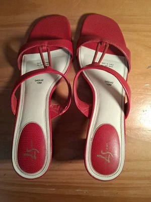 LIFESTRIDE Solaris Red Baby Liza Talla 10M (9.5) Puntera Abierta Bloque 3 pulgadas Tacones Foto 1 de 4