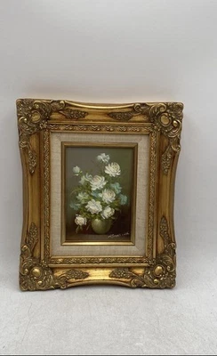 Gold Ornate Framed Floral Artist Signed By Robert Cox Oil Painting Size Small - Image 1 of 4