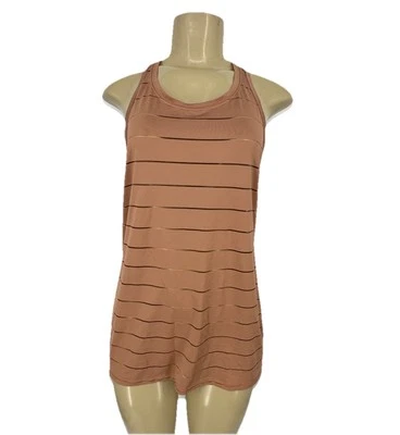 Camiseta sin mangas ATHLETA mediana de malla a rayas color tostado chi activa transpirable 37-16 Foto 1 de 4