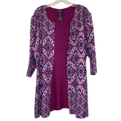 Travelers Collection by Chico's Crinkle Túnica Cárdigan Rosa Morado Talla 3 (XL) Foto 1 de 4
