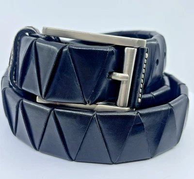 Cinturón de vestir clásico tejido triángulo cuero negro 36-38' W Mezlan de colección para hombre España Foto 1 de 4