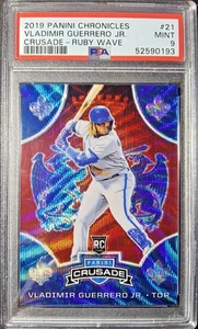 2019 Chronicles Rookie Crusade /199 Red Wave #21 Vladimir Guerrero Jr RC SP PSA9 - Foto 1 di 14