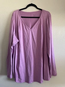 Livi Active Lane Bryant Übergröße 26/28 Langarmshirt Oberteil V-Ausschnitt lila pink - Bild 1 von 6