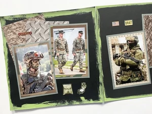 Army Scrapbook pages, 12 By 12 Army Pages, Military Scrapbook Layout - Picture 1 of 7