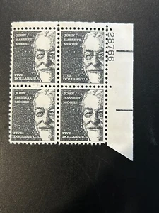 US Scott # 1295 5 $ John Bassett Moore Platte Block mit 4 Briefmarken postfrisch - APS Life Memb - Bild 1 von 2
