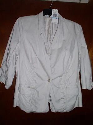 CHAQUETA MUJER KENNETH COLE 20W TALLA GRANDE MANGA 3/4 UN BOTÓN PIEDRA NUEVA CON ETIQUETAS $139 Foto 1 de 2