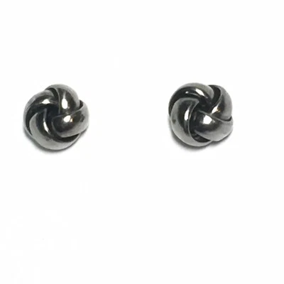 925 ITALY Sterling Silver Solid Gun Metal Grey Love Knot Commitment Earrings - Image 1 of 3