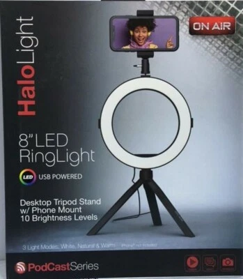 Tzumi 8" LED Ring Light - Desktop Tripod Stand w/Phone Mount & 10 Brightness Lev - Image 1 of 4