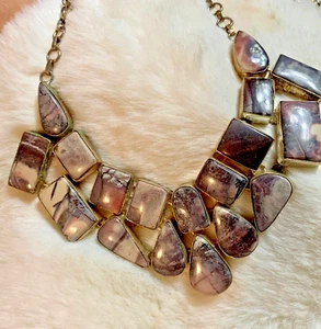 Jasper Bib Pink Tones Necklace Beautiful N-1271 - Picture 1 of 5