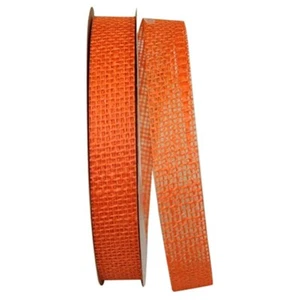 Burlap Ribbons: 7/8" x 20 yards -- 100% Cotton / Jute --- Orange Color - Picture 1 of 1
