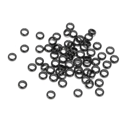 100pcs Stainless Steel Black Big Hole Spacer Beads Jewelry Findings 6mm/8mm - Image 1 of 4
