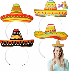 12 Pcs Cinco De Mayo Sombrero Headbands for Mexican Themed Fiesta Party, Party S - Picture 1 of 12