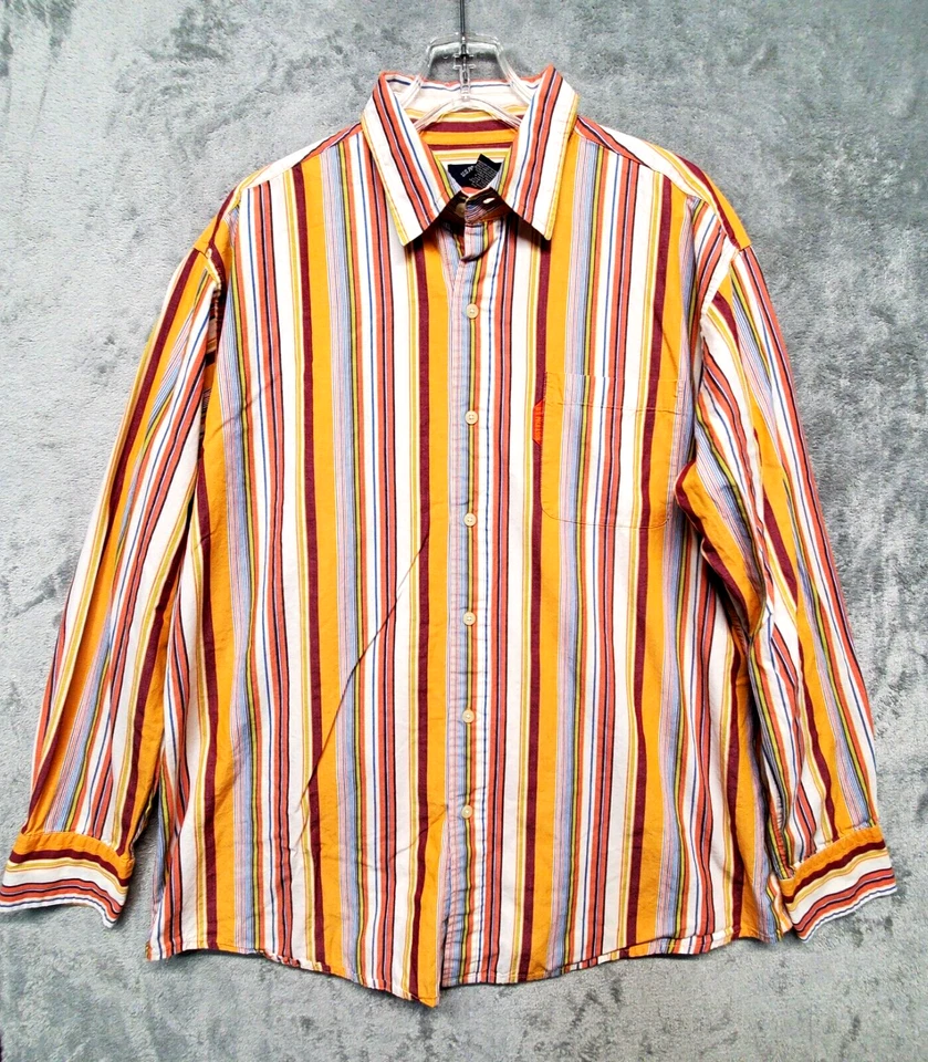 Camisa de vestir de la Asociación Polo de Estados Unidos para hombre talla grande manga larga con botones a rayas Foto 1 de 4