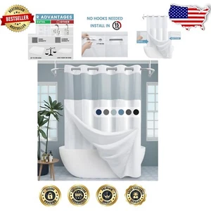 Modern Bathroom Shower Curtain Set 71"W x 80"H with Snap-in Liner & Split Rings - Picture 1 of 9