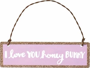Juego de 2 letreros adornos de metal lata de Pascua ""I love YOU honey CONENY"" nuevos con etiquetas - Imagen 1 de 3