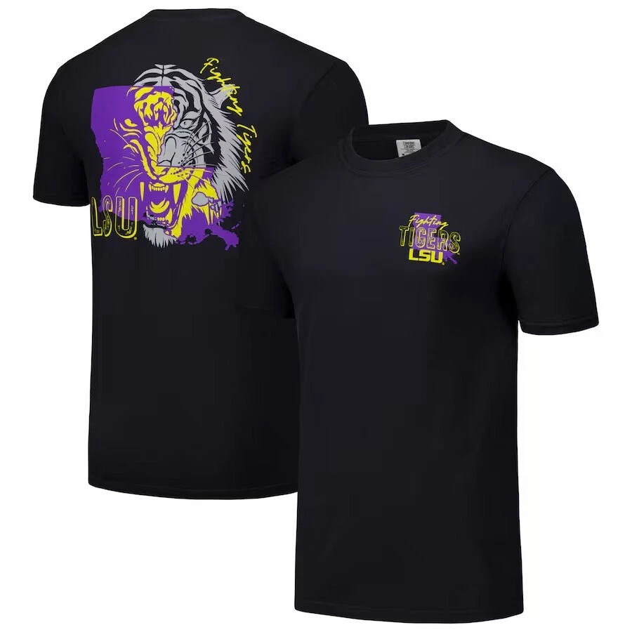 Camiseta Comfort Colors Heavyweight Ring Spun LSU Fighting Tigers - Preta - Grande - Imagem 1 de 1