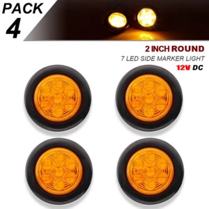 4x 2" Inch Amber LED Light Round Clearance Side Marker Lights Truck Trailer 12V - Foto 1 di 10