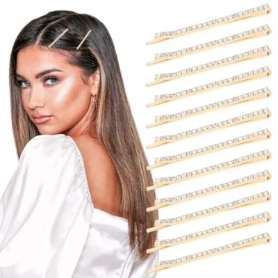 24 Pcs Gold Rhinestone Bobby Pins Small Crystal Hairpins Bulk for Women - gold - Image 1 of 4