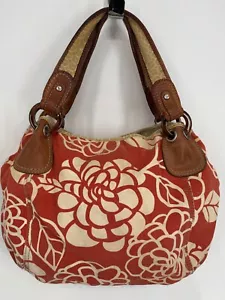 Vintage Fossil Key Large Weekender Floral Canvas Leder Hobo Bag Beuteltasche Handtasche Handtasche - Bild 1 von 18