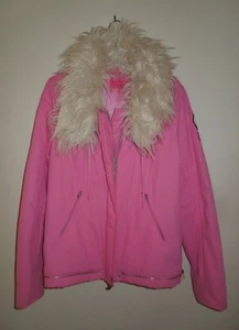 NWT Juicy Couture Pink Bomber w/Detachable Faux Fur Collar XL - Picture 1 of 9