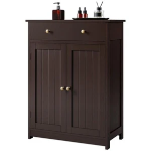 Freestanding Bathroom Cabinet, Floor Storage Cabinet with Doors, Drawer,Espresso - Picture 1 of 5