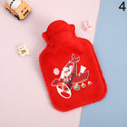 Mini Kids Hot Water Bottle Christmas Santa Small Soft Safe Hand Warmer Red