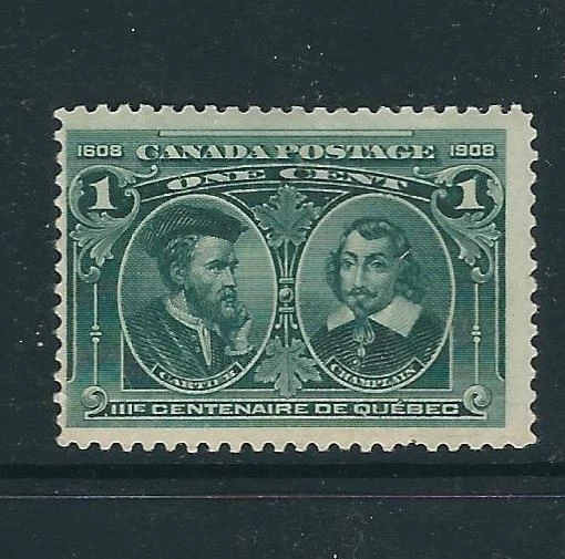 Canada Stamps 97 SG 189 1c Bl Grn Cartier & Champlain MNH F/VF 1908 SCV $75.00 - Image 1 of 1