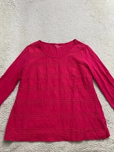 Croft & Barrow Women 3/4 Sleeve Scoop Neck Lined Blouse Pink-Red Size L - Picture 1 of 11