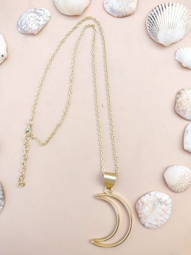 VETEMENTS Splendida Collana Ciondolo Luna Donna Ottone Catena Lunga Collana per Ragazze