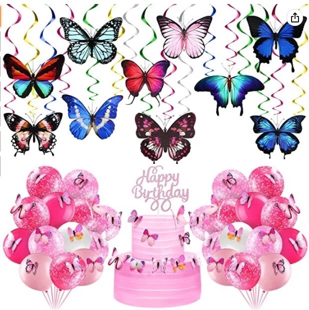 Juego de 108 piezas de decoración de fiesta de mariposas para vacaciones, cumpleaños Foto 1 de 4