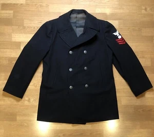 Rare Vintage Sergeant Officer Navy Military Wool Vietnam War Pea Coat Jacket 70s - Picture 1 of 7