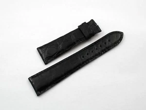 Cinturino Vera Pelle Coccodrillo Nero Lucido 22/18mm Ottima Qualità Elegante New - Imagen 1 de 4