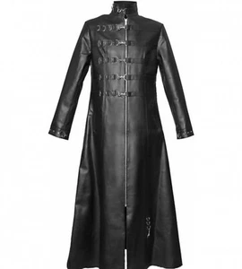 Men Gothic Style Steampunk Halloween Wear Cosplay Ful Length Leather Trench Coat - Bild 1 von 2