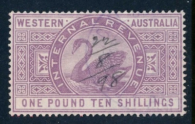 1881 Australia Occidental £1, 10/Sello de ingresos Cisne, BF31A, usado en muy buen estado Foto 1 de 4