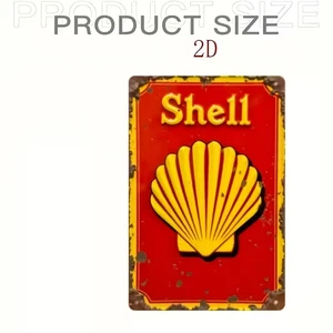 1 Stück Holzschild "Muschel" im Vintage-Stil - rustikale rot-gelb Wanddeko - Bild 1 von 5