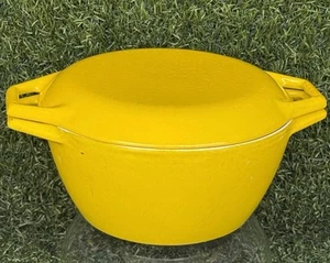 Vintage COPCO Denmark D2 Yellow Cast Iron Enameled Dutch Oven Beauty! - Picture 1 of 9