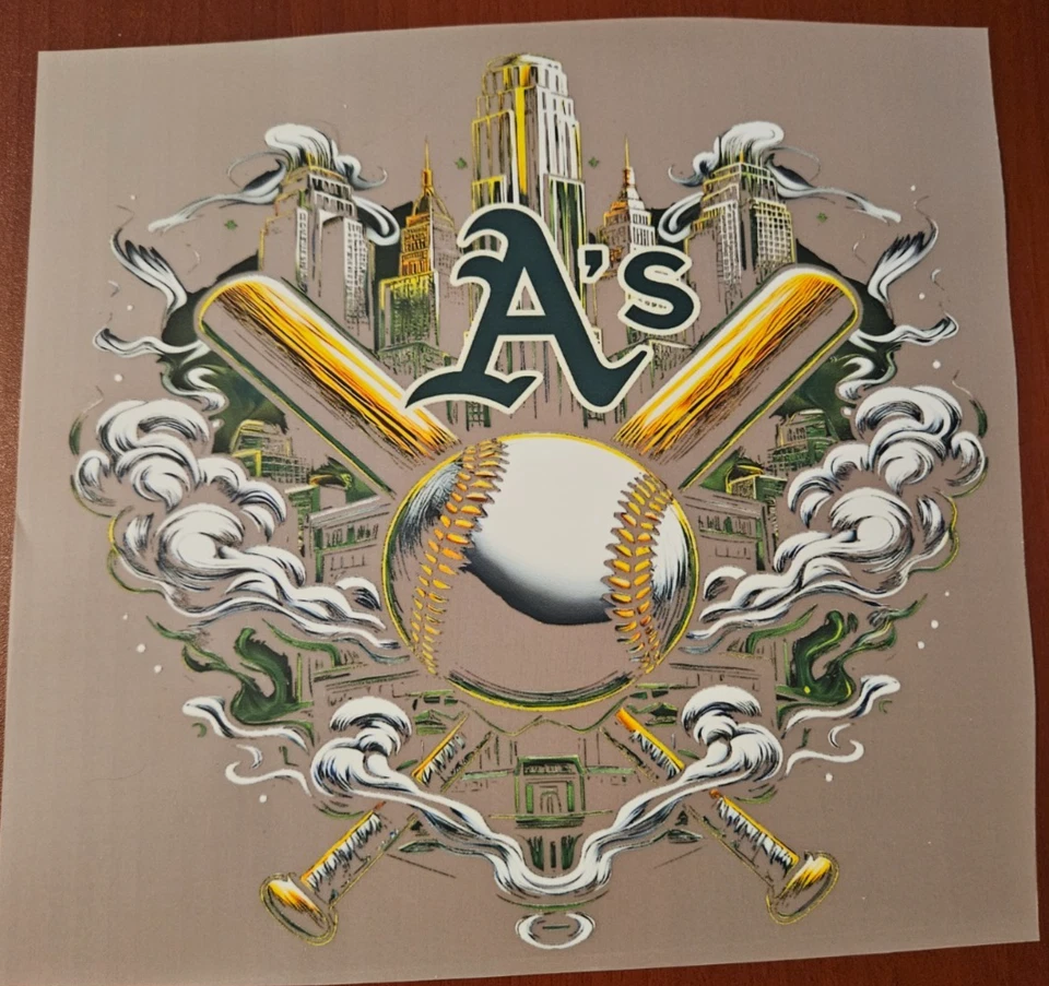 Oakland Athletics Colorful 8" DTF Heat Transfer Iron On FREE Shipping (C1/2) - Image 1 of 1