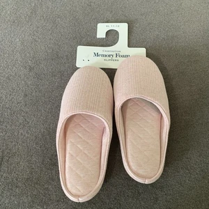Charter Club Women's Pointelle Closed-Toe Memory Foam Slippers Pink XL NWD #1 - Picture 1 of 7