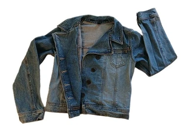 Chaqueta Jean ISDA & Co Mujer S Denim Recortada Manga Larga Asimétrica Abotonada Foto 1 de 4