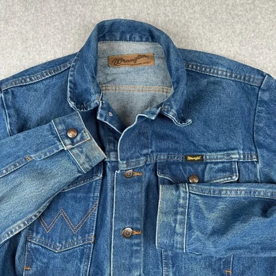 Chaqueta de mezclilla Wrangler para hombre mediana azul panal camionero corte vaquero sin forro Foto 1 de 4