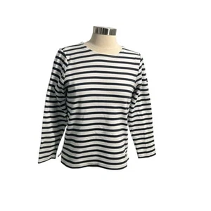 MARINE & CO. Navy And White Nautical Stripe Organic Cotton Top Women's Small - Picture 1 of 8