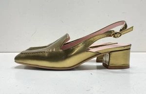 Gini Albert Women's Gold Leather Slingback Low Heel Sandal Size 8.5 - Picture 1 of 7