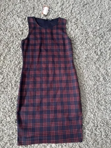 Boohoo Navy And Red Check Mod Shift Dress Size 8 Brand New With Tags - Picture 1 of 5