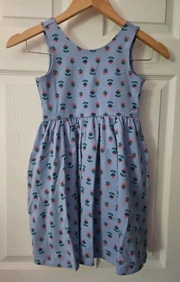 NWT HANNA ANDERSSON MINI DAISY STORM BLUE PRINT BOW BACK SKATER DRESS 120 6 7 - Image 1 of 4