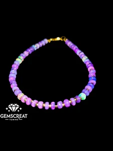 925 Sterling Silver Natural Ethiopian Opal Gemstone Beads 7.5" Opal Bracelet - Picture 1 of 5