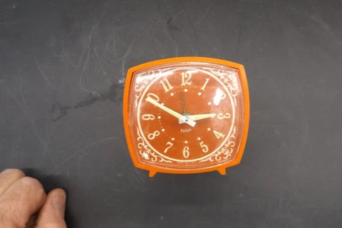 Vintage Westclox NAP Windup Clock with Alarm Pumpkin Orange Color Cover