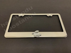 1x RABBIT 3D Emblem Stainless Steel Chrome License Plate Frame RUST FREE + SCaps - Picture 1 of 2