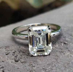 2 Ct Emerald Cut IGI Certified Lab Grown Diamond Engagement Ring 14k White Gold - Picture 1 of 10